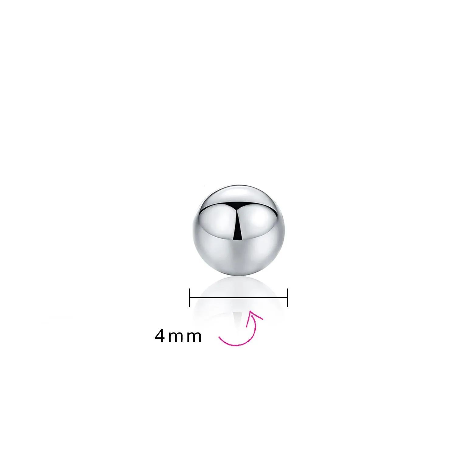 Basic Minimalist Simple Round Bead Ball Stud Earrings Sterling Silver