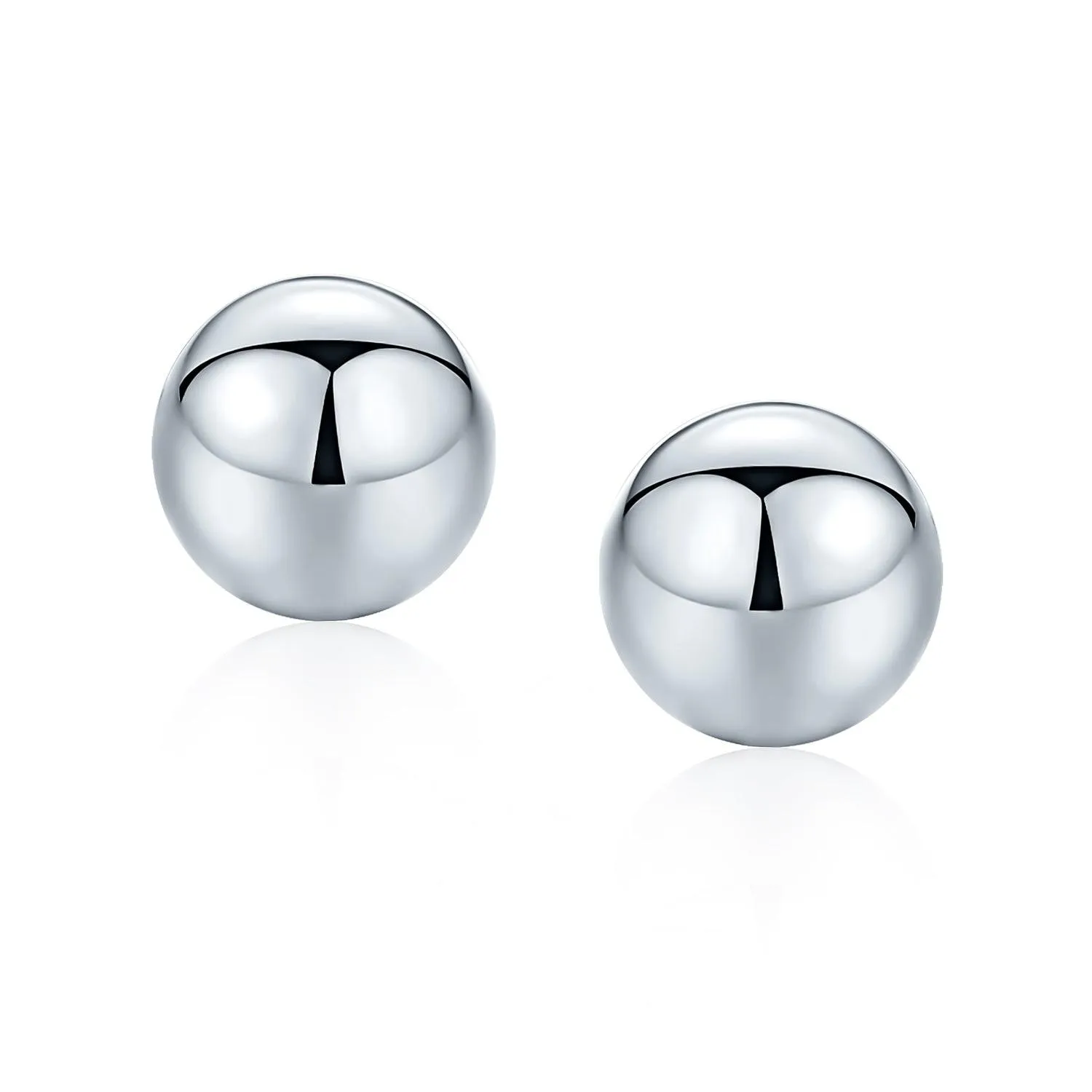 Basic Minimalist Simple Round Bead Ball Stud Earrings Sterling Silver