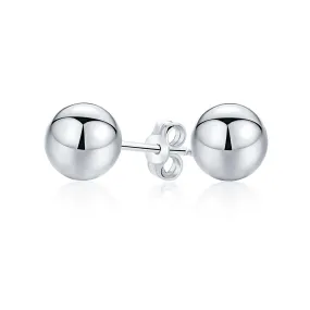 Basic Minimalist Simple Round Bead Ball Stud Earrings Sterling Silver