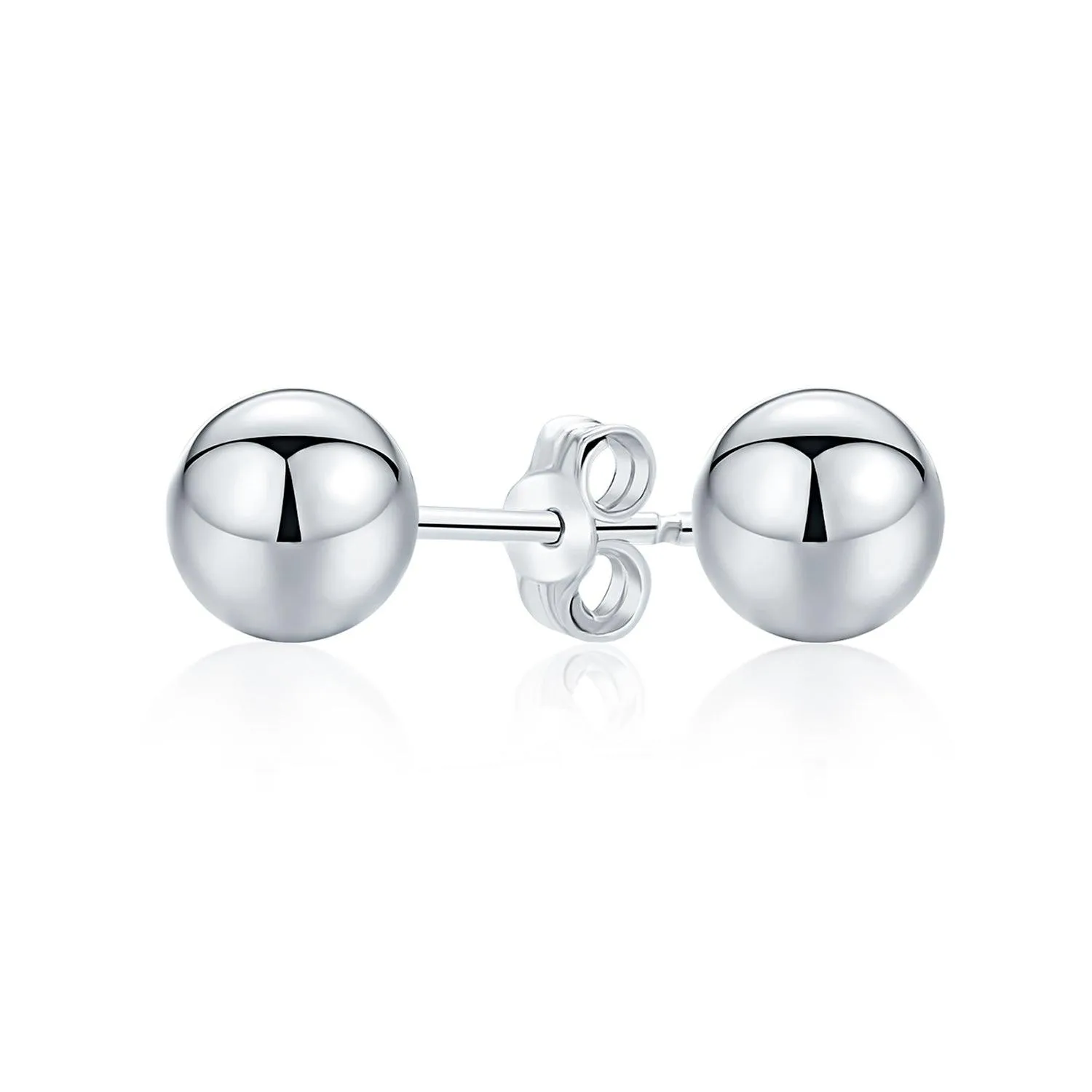 Basic Minimalist Simple Round Bead Ball Stud Earrings Sterling Silver