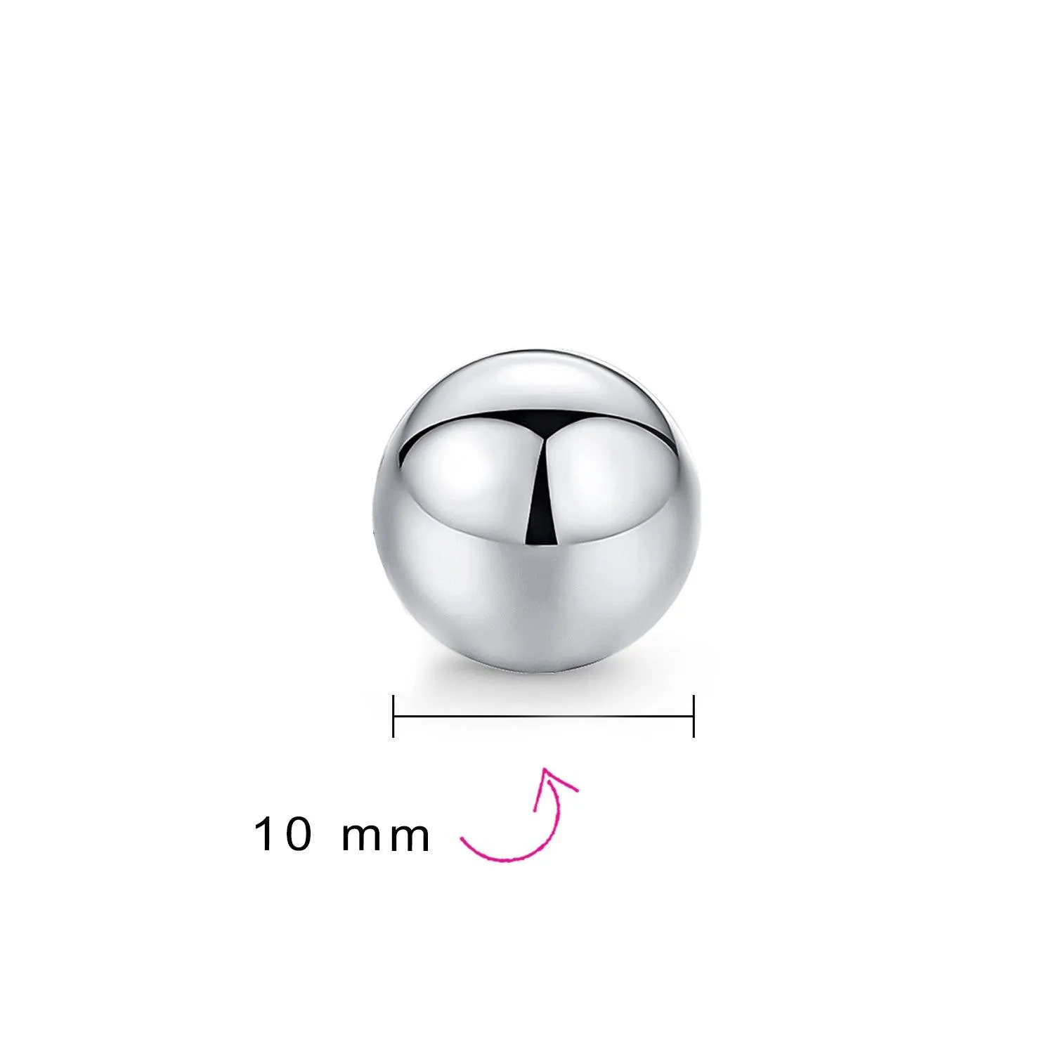 Basic Minimalist Simple Round Bead Ball Stud Earrings Sterling Silver