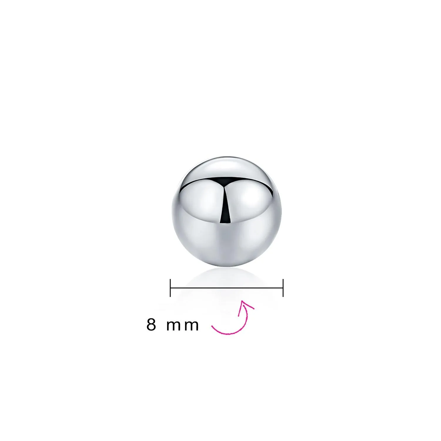 Basic Minimalist Simple Round Bead Ball Stud Earrings Sterling Silver