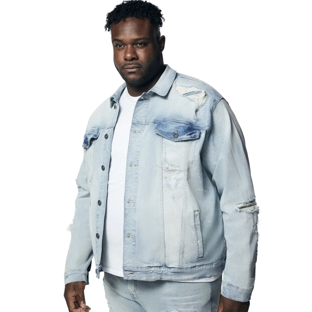 Big and Tall - Rip & Repaired Color Jean Jacket - Natick Blue