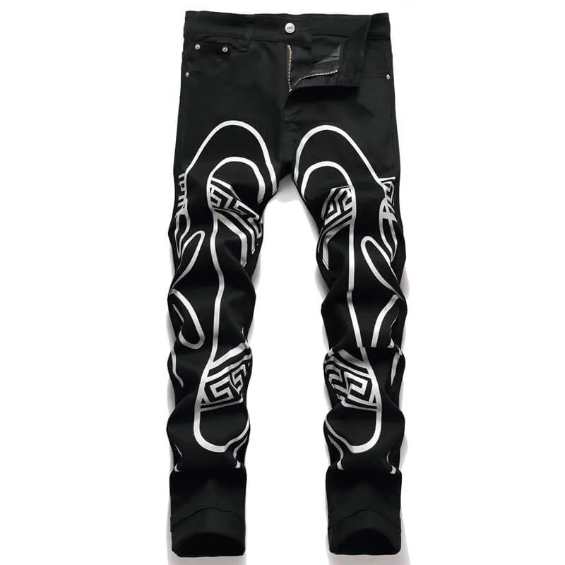 Black Printed Cotton Men’s Pants