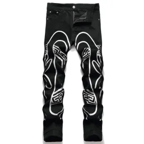 Black Printed Cotton Men’s Pants