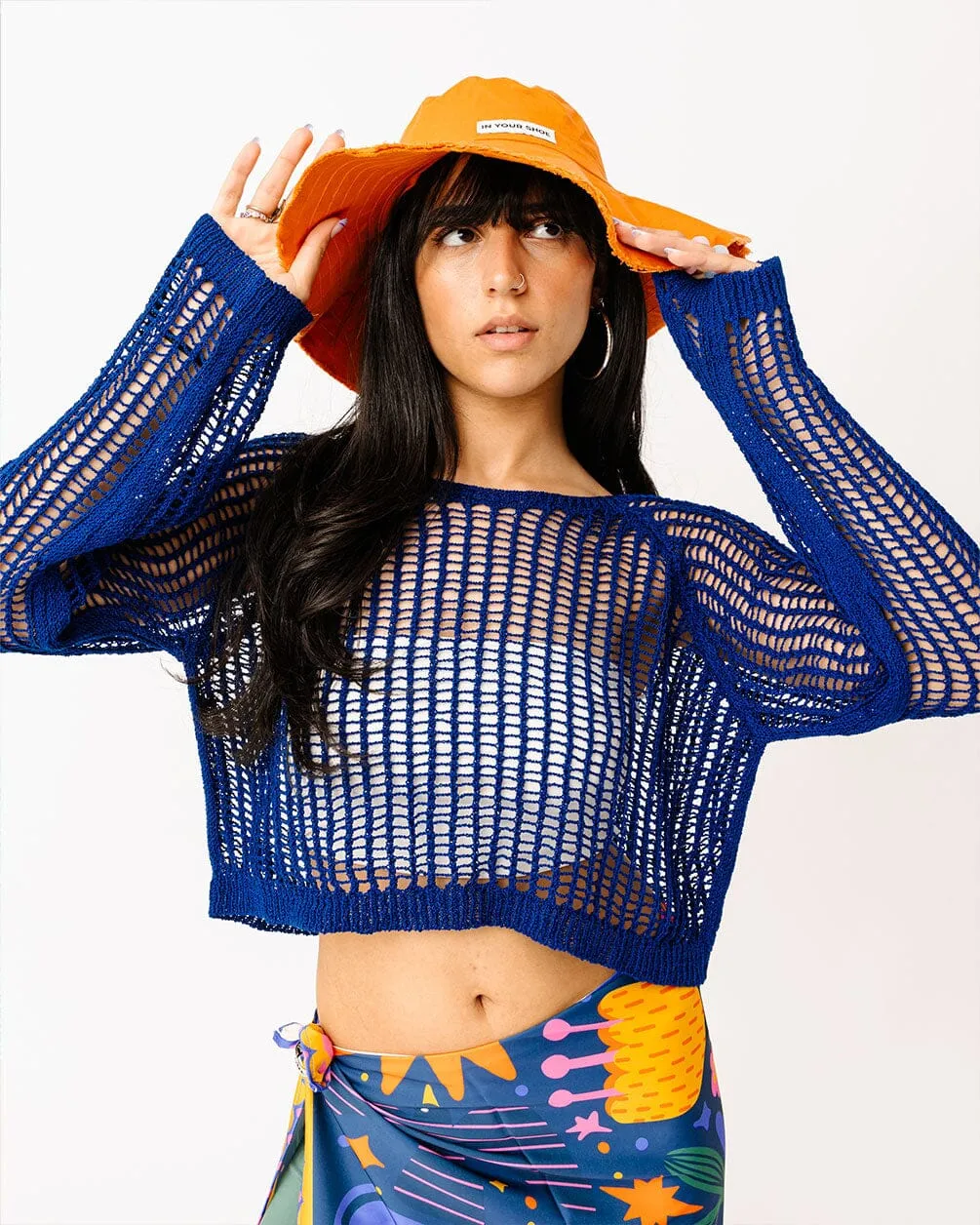 Blue Fishnet Top