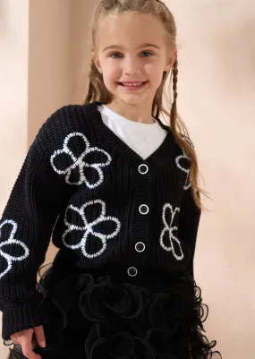 Bonnie Black Flower Cardi