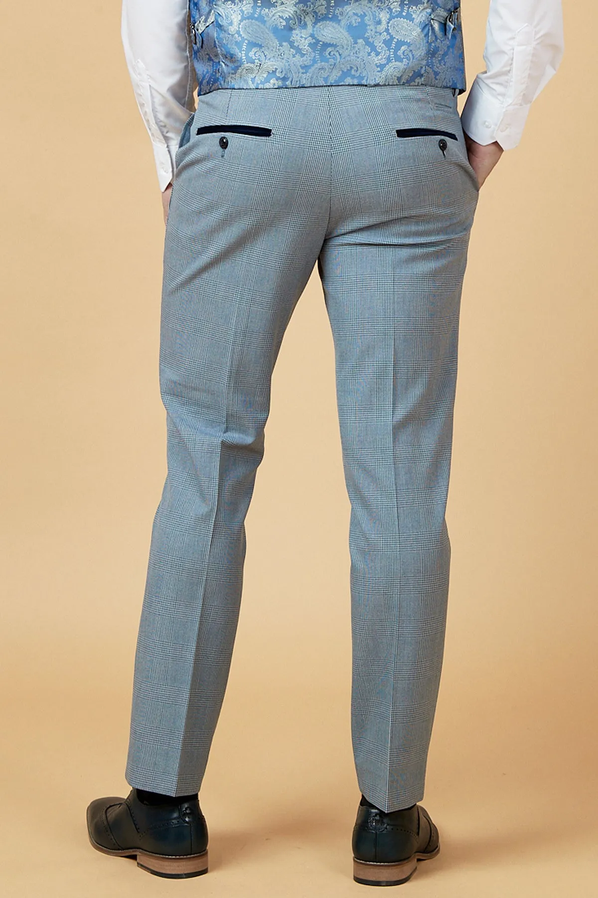 BROMLEY - Sky Blue Check Two Piece Suit