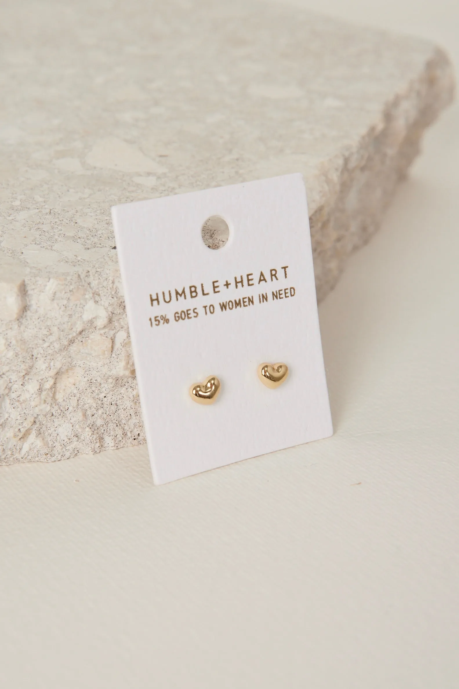 Bubble Heart Stud Gold  Earrings