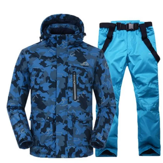 Camouflage Blue Ski Suit For Men