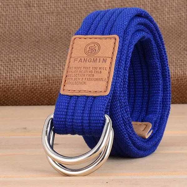 Casual Canvas Double Buckle Woven Belt