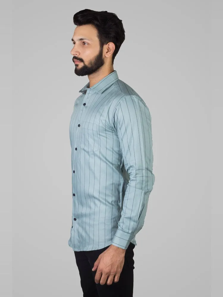 Casual Shirts for Men - Men Pinstripe Button Down Collar Cotton