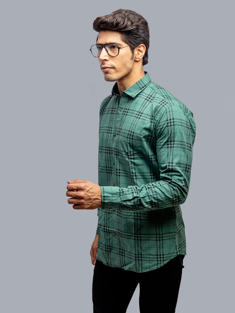 Check Shirt - Checked Regular Fit Casual Shirt Green