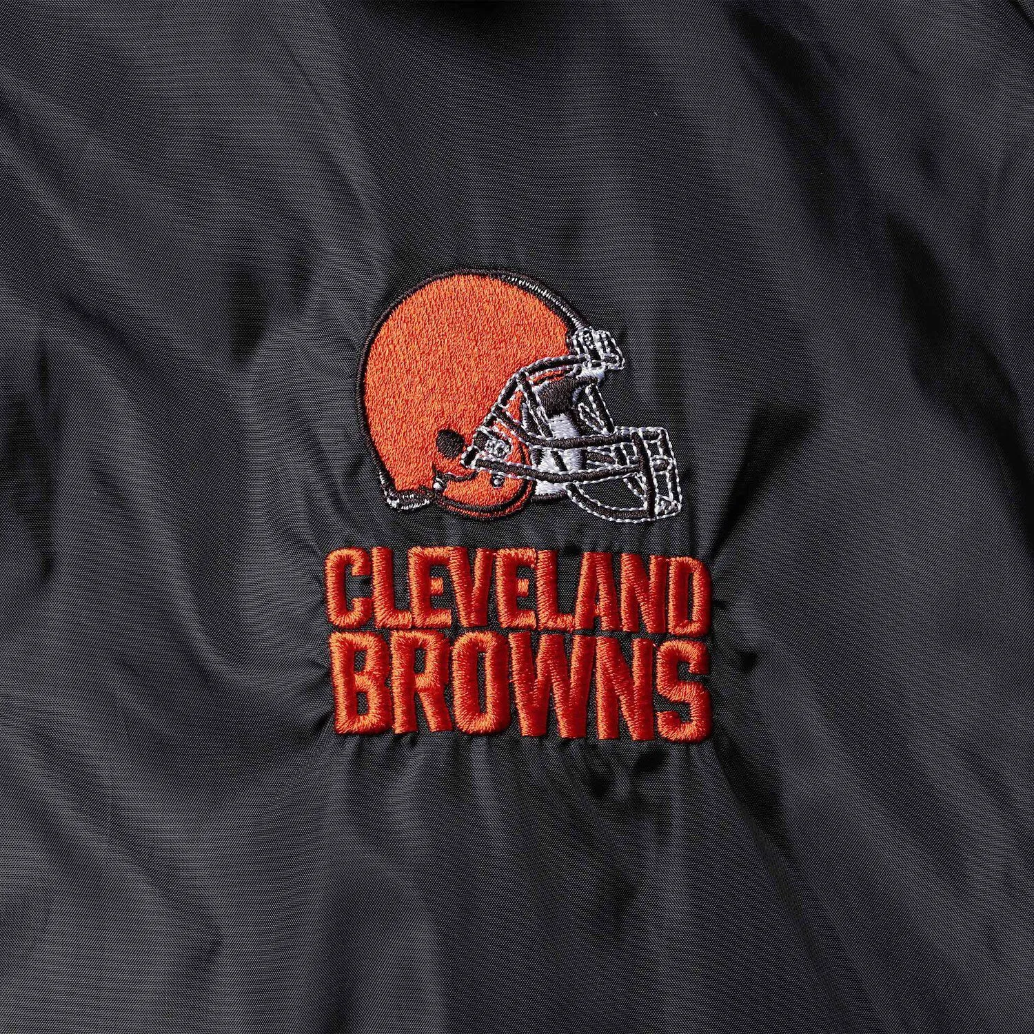 Cleveland Browns Coaches Men's Black Classic Raglan Windbreaker with Snap Closure