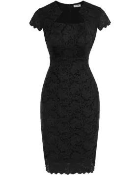 Cocktail Dress for Women Cap Sleeve Lace Dress for Wedding Guest Business Casual Dresses