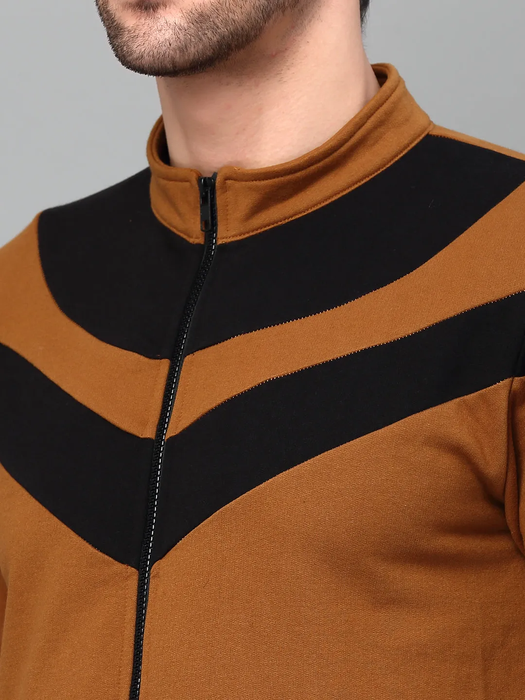 Color Blocked High Neck Fleece Jacket