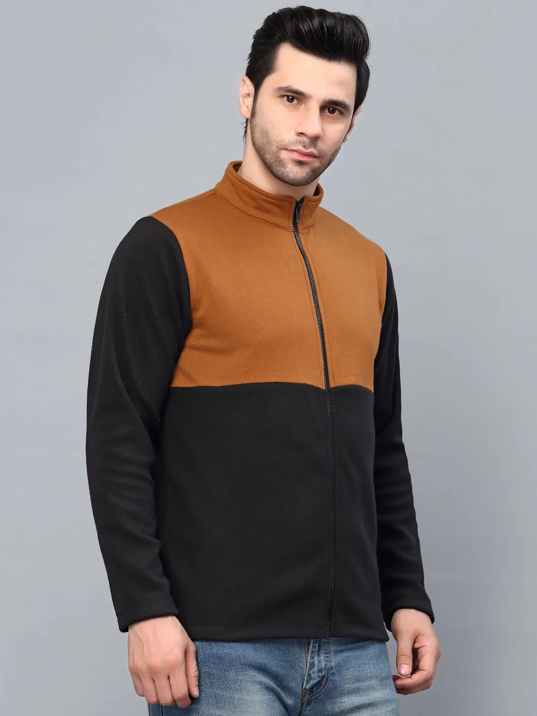 Color Blocked High Neck Polar Fleece Jacket