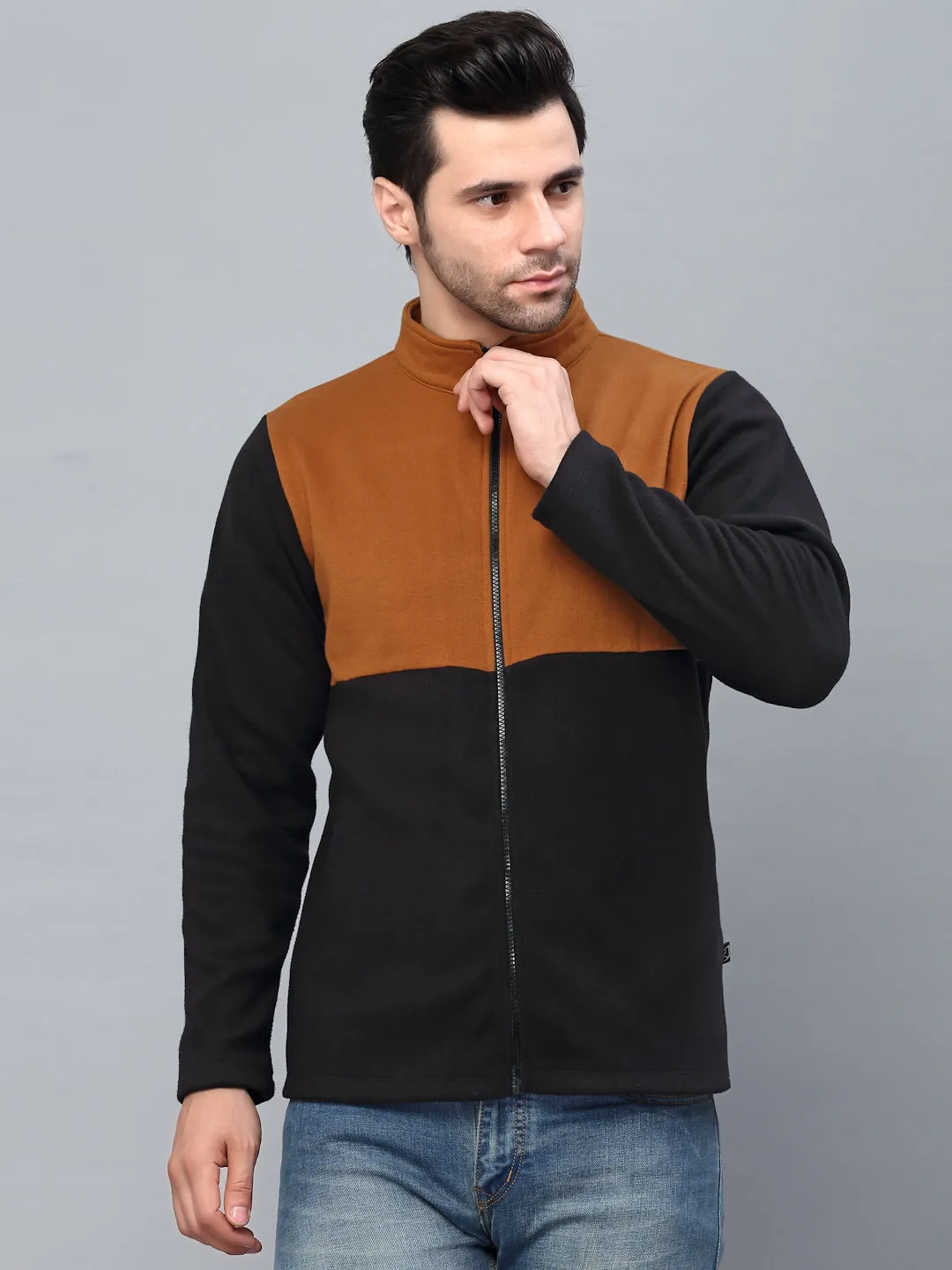 Color Blocked High Neck Polar Fleece Jacket