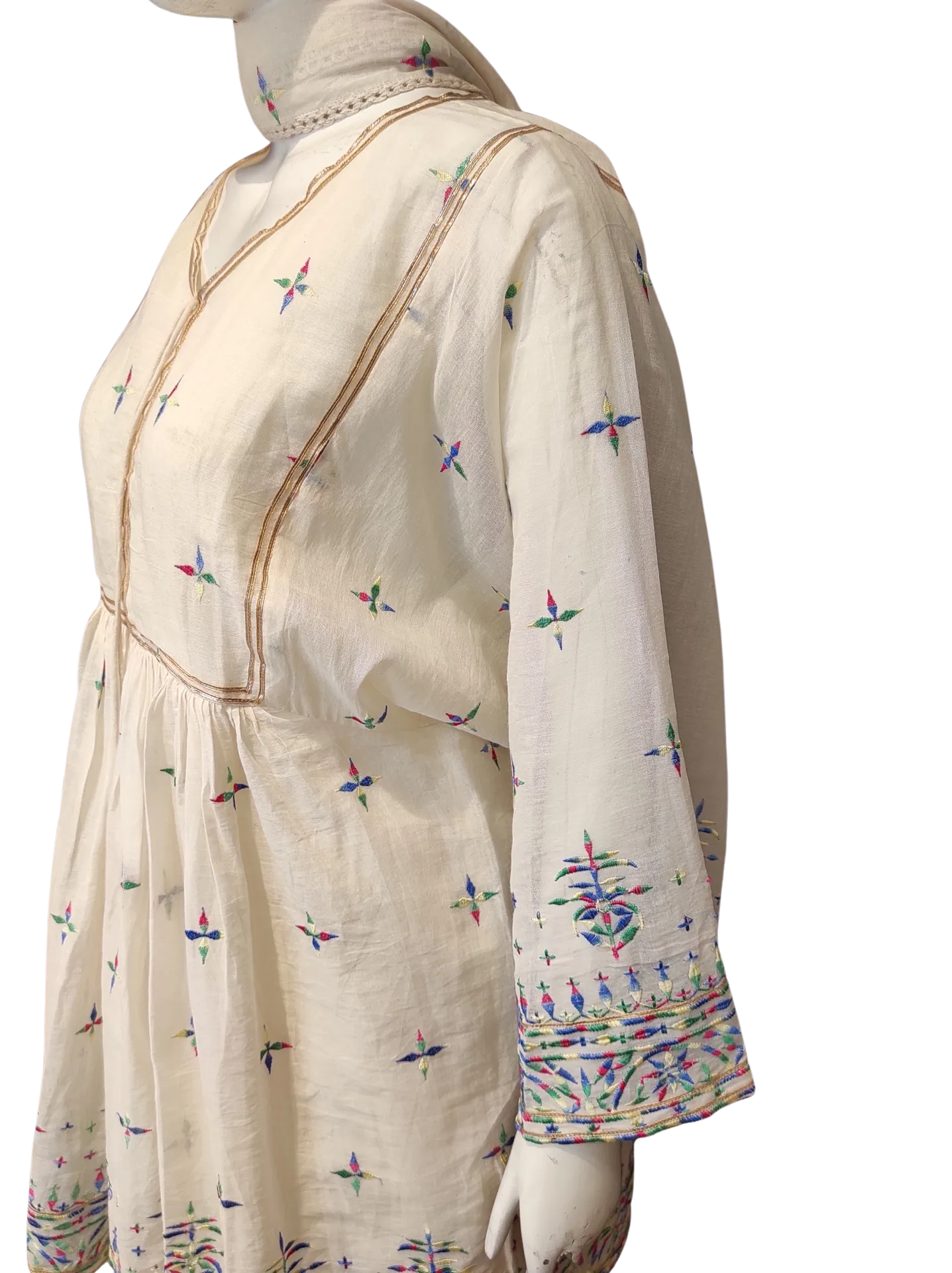 Cotton Garara Suit Dupatta With Thread Work