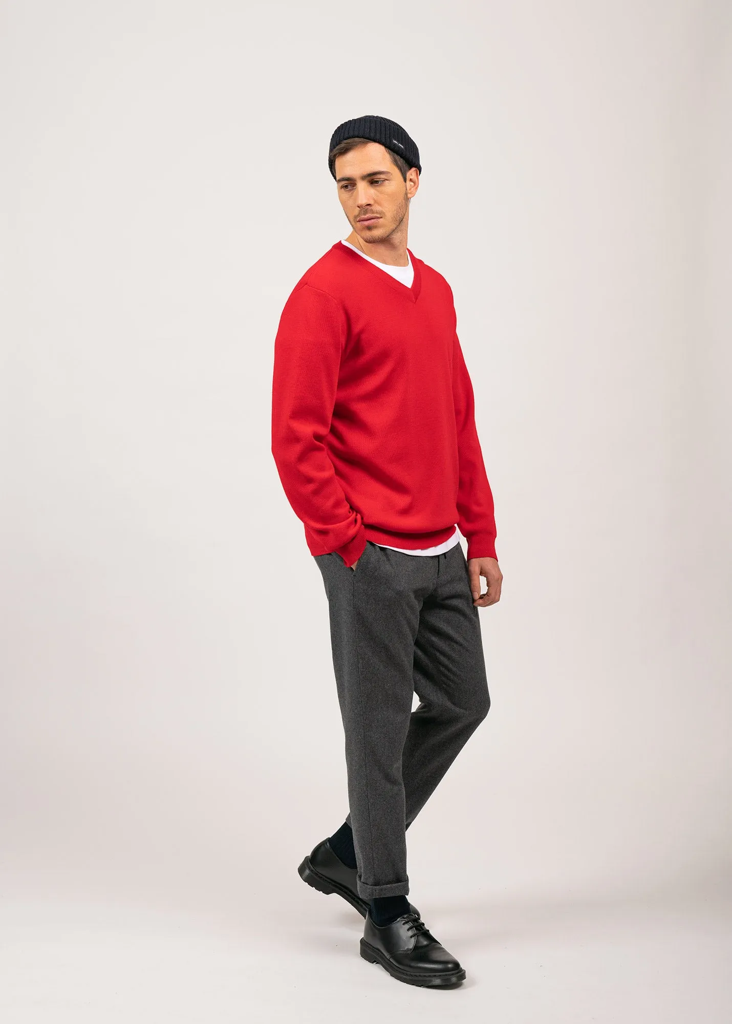 Cuirasse V neck jumper - in soft wool (TULIPE)