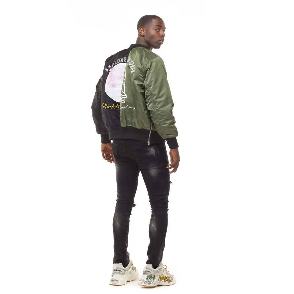 Embroidery Fashion Ma1 Jacket - Black/Olive