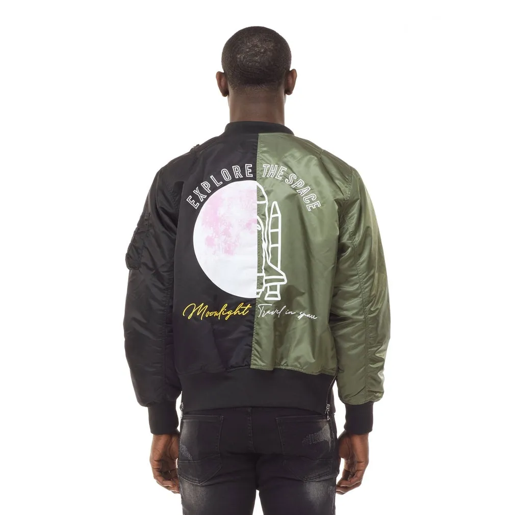 Embroidery Fashion Ma1 Jacket - Black/Olive