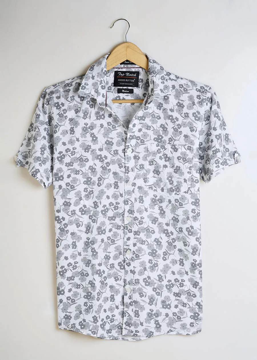 Floral White Mens Shirt