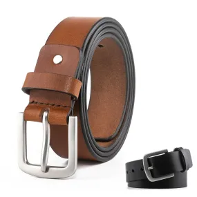 FVLUX™ Full Grain Genuine Leather Belt | Premium, Casual, Metal Buckle, Brown/Black/Tan