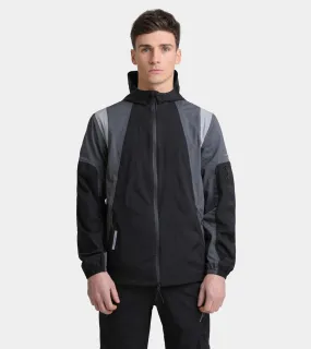 Water-Resistant Black Windbreaker Jacket, Geres Rain Protective AHCA231-02