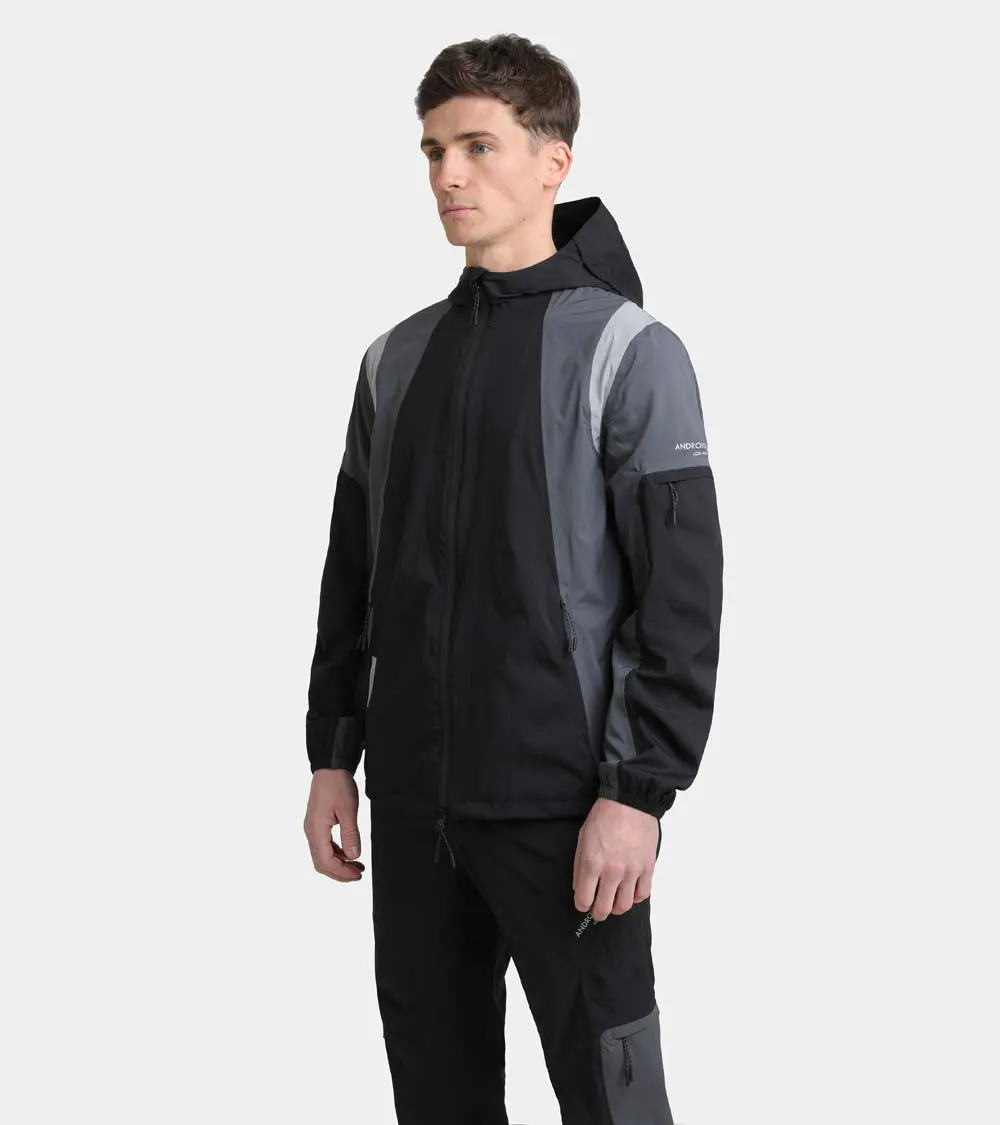 Water-Resistant Black Windbreaker Jacket, Geres Rain Protective AHCA231-02