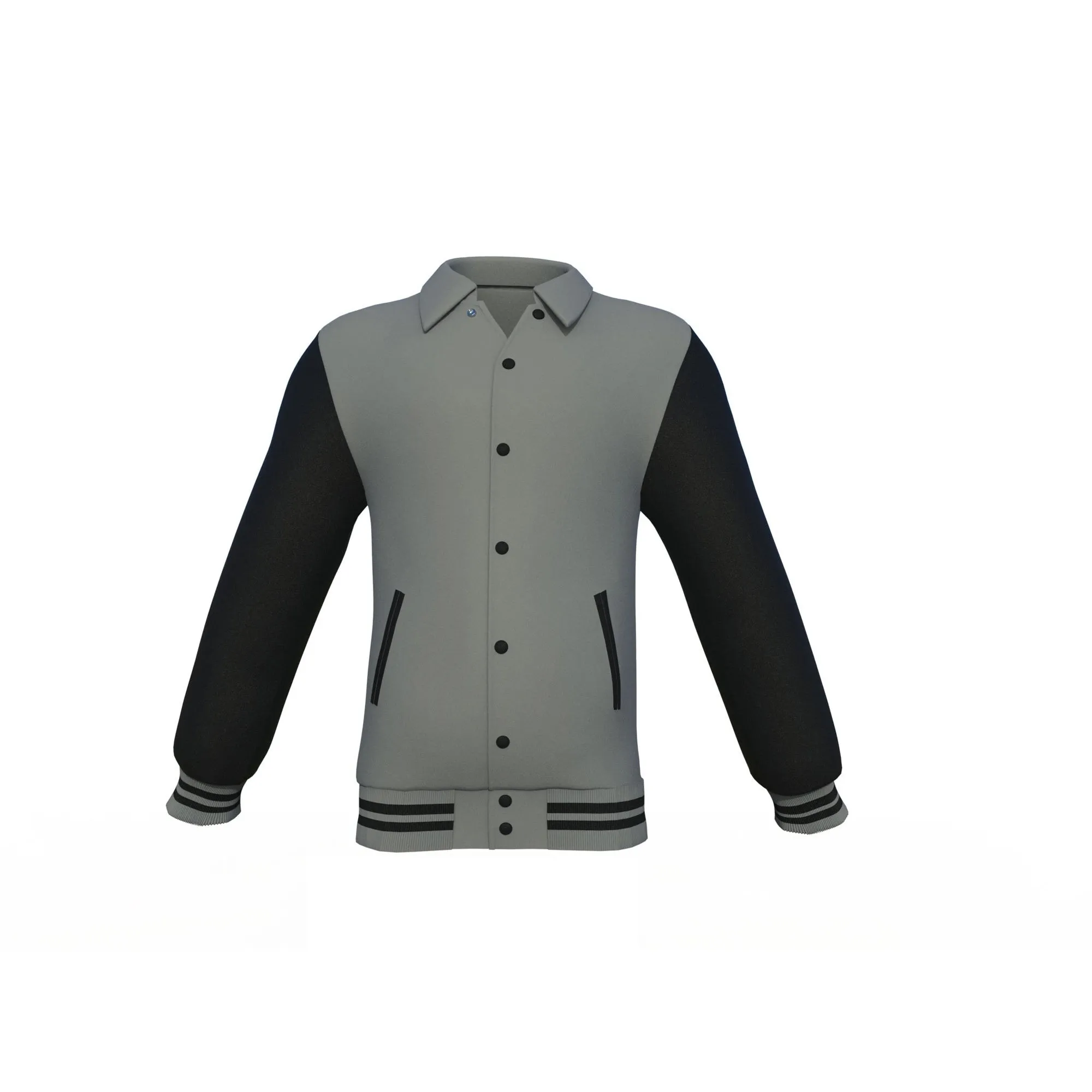 Grey Varsity Letterman Jacket with Black Sleeves