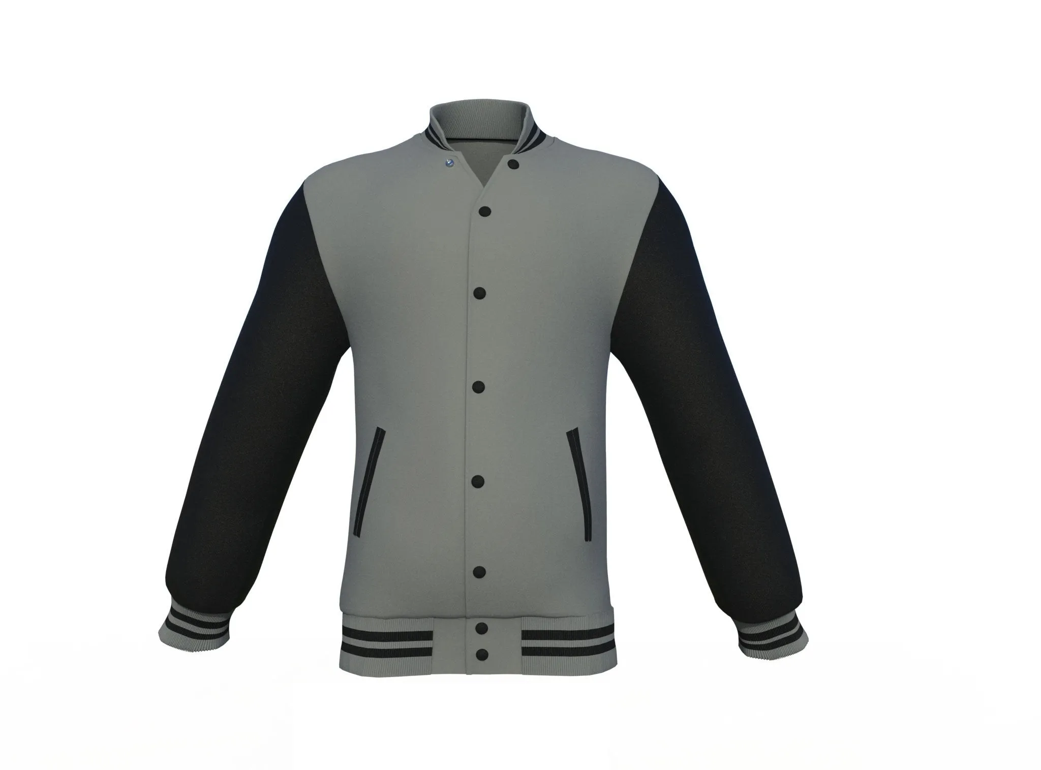 Grey Varsity Letterman Jacket with Black Sleeves