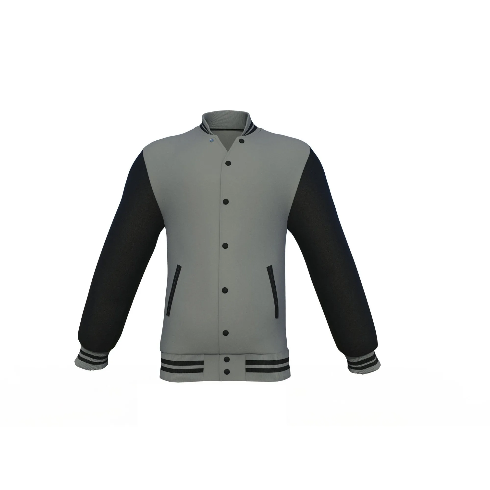 Grey Varsity Letterman Jacket with Black Sleeves