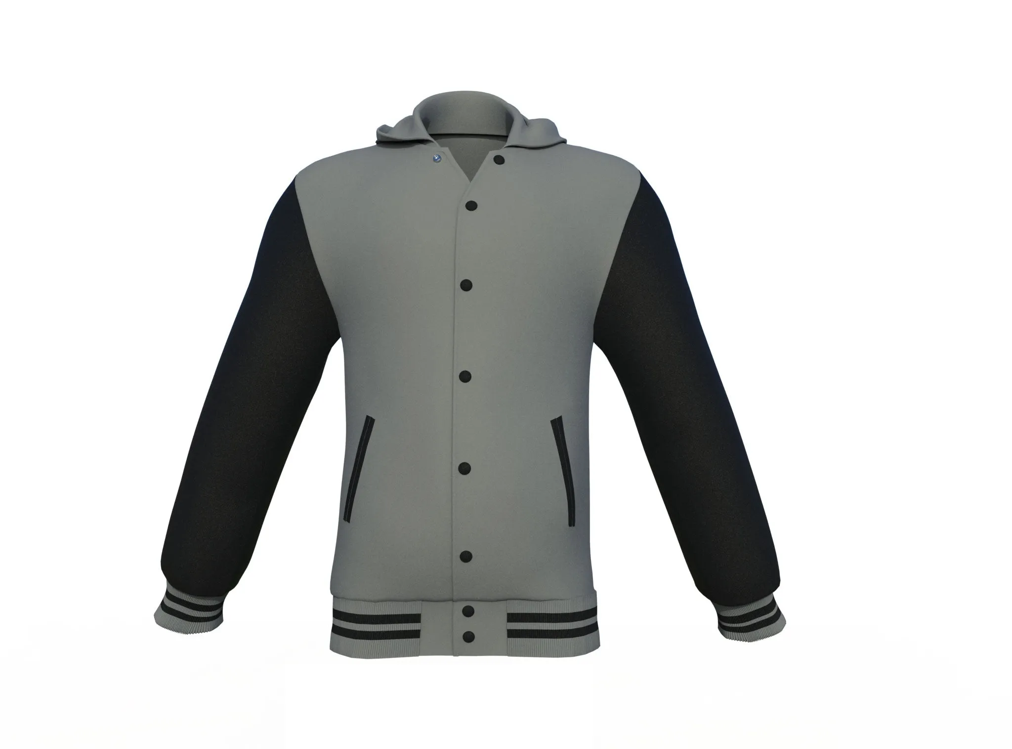 Grey Varsity Letterman Jacket with Black Sleeves