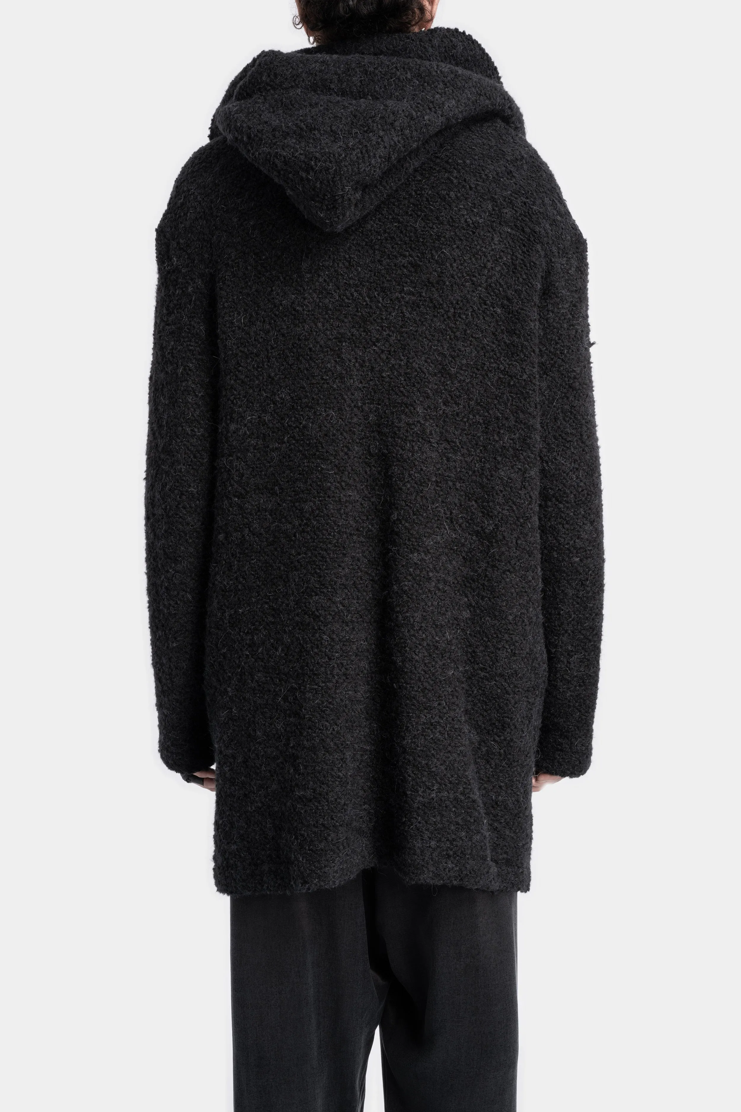 Heavy knit hooded cardigan