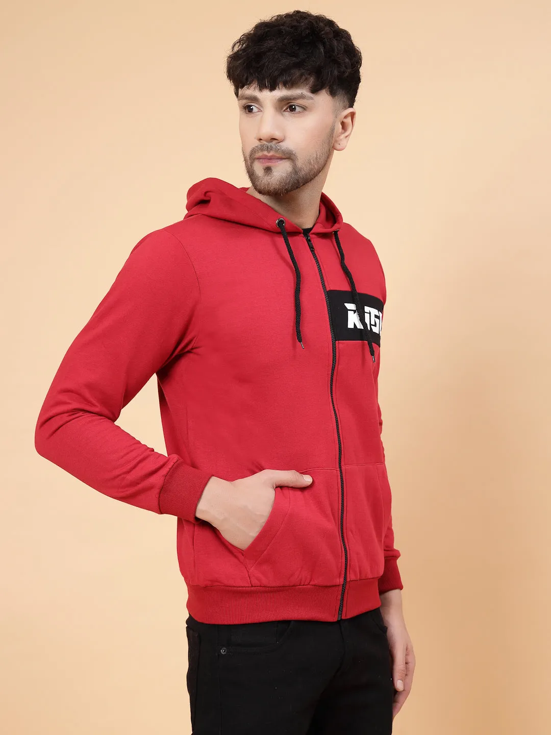 Hooded Printed Fleece Jacket