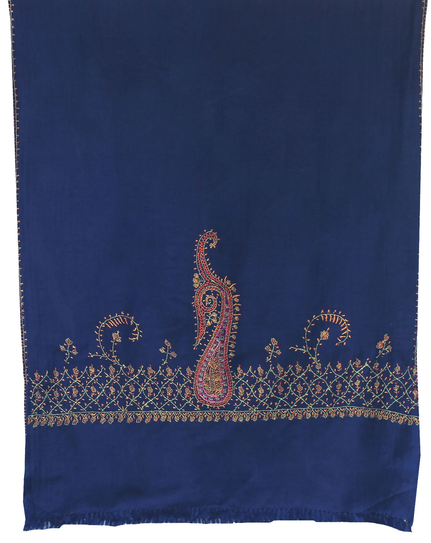 India Wool Shawl Hand Embroidered Womens Gift (Blue)