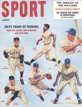 January 1958 SPORT Cover (Jackie Robinson, Brooklyn Dodgers, Willie Mays, New York/San Francisco Giants)