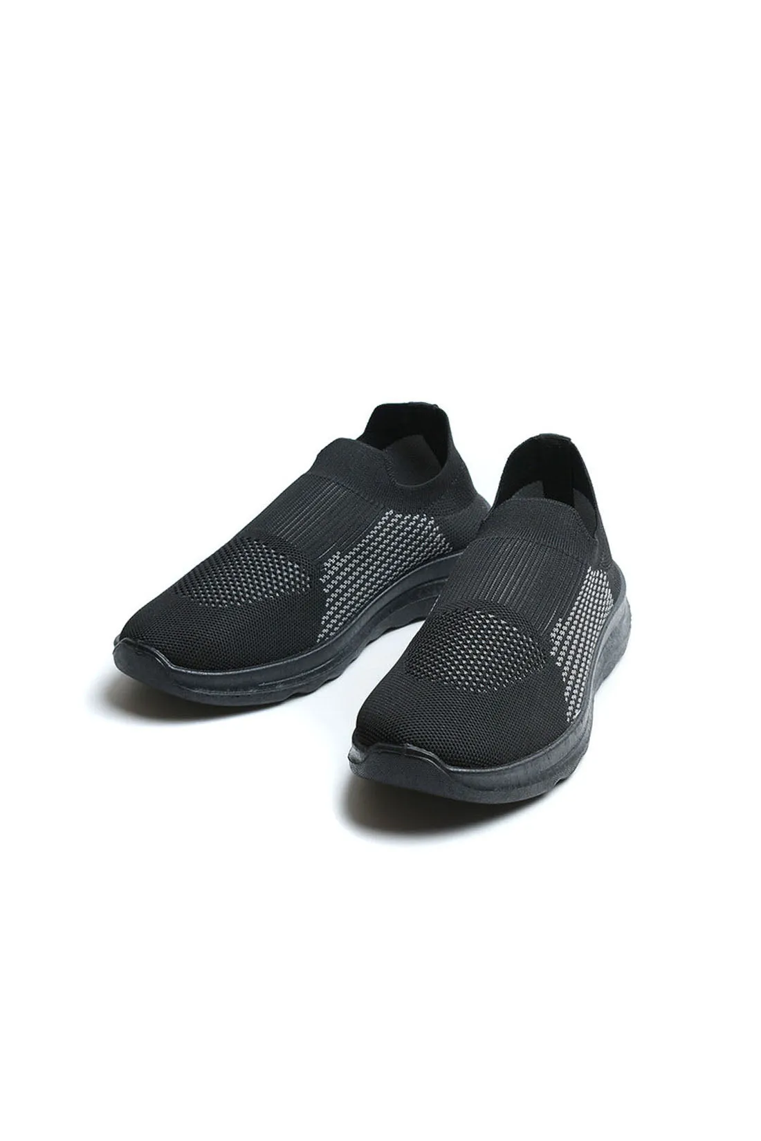 Knit Sneakers - Sportive Canvas Sock - Slip-On - Black