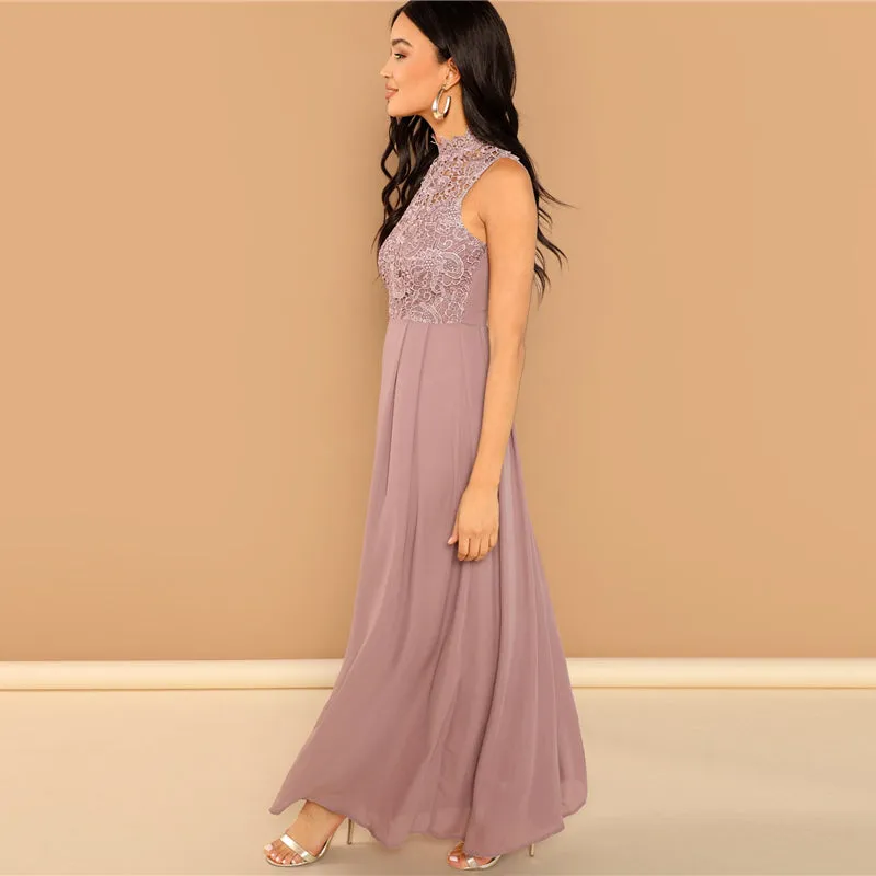 Lace Overlay Bodice Maxi