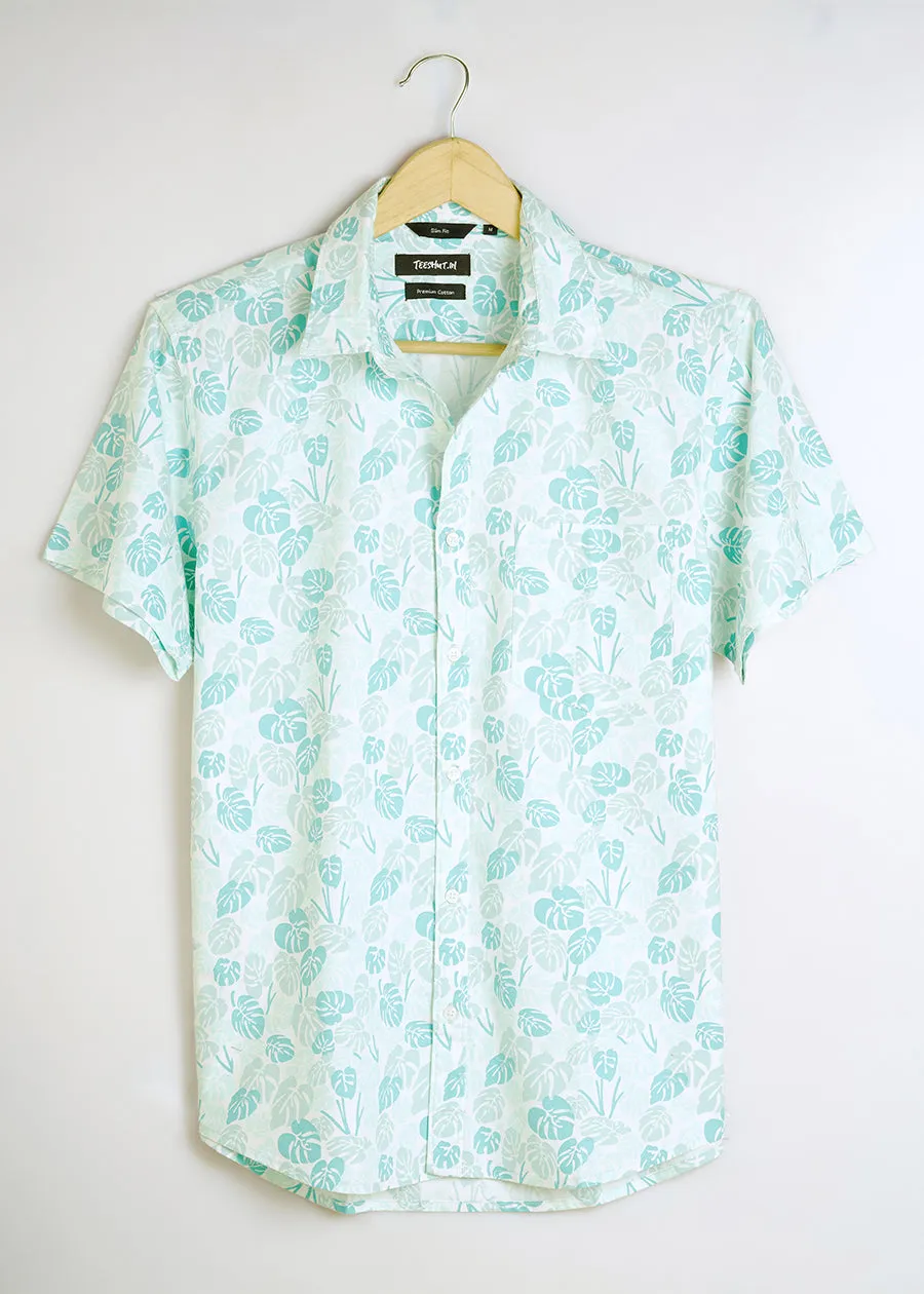 Leaf Printed Mens Half Sleeve Shirt