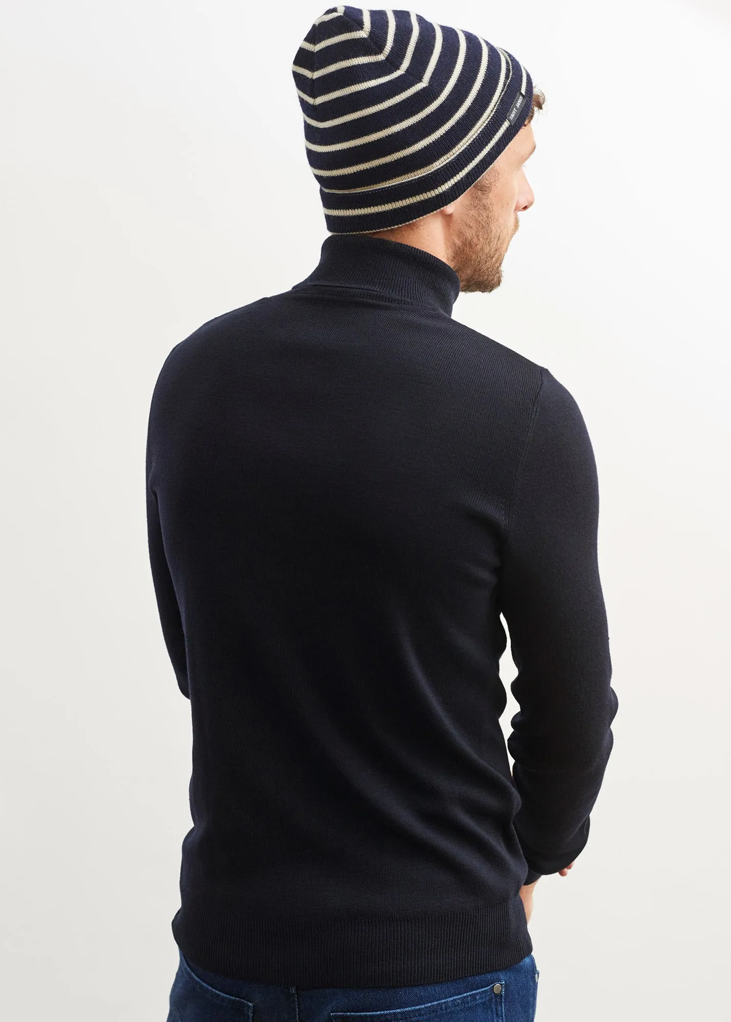 Lery jumper - high neck, in plain wool (NAVY)