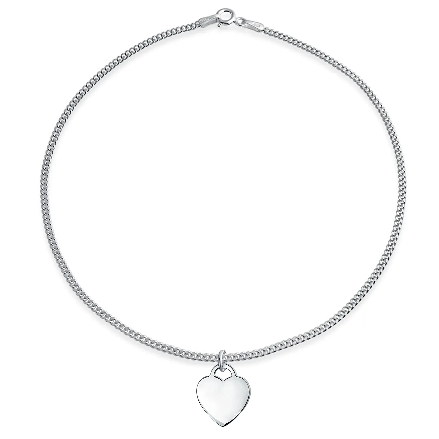 Letter Alphabet Initial Tiny Heart Shape Anklet .925 Sterling Silver