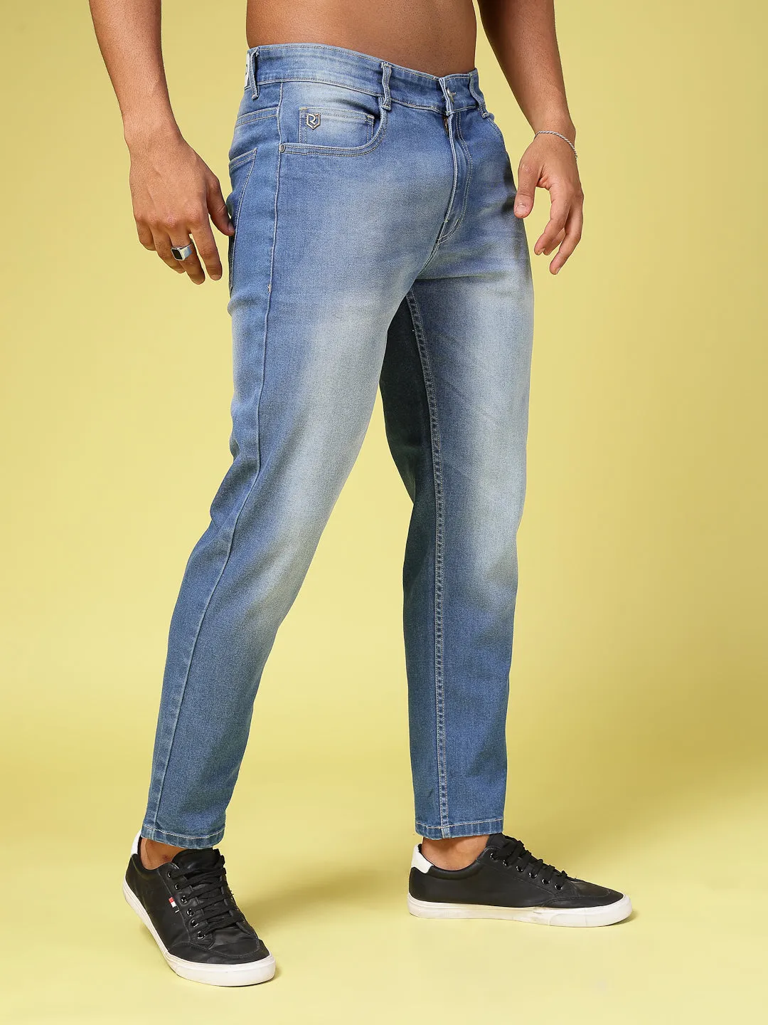 Lightly Faded Tapered Jeans