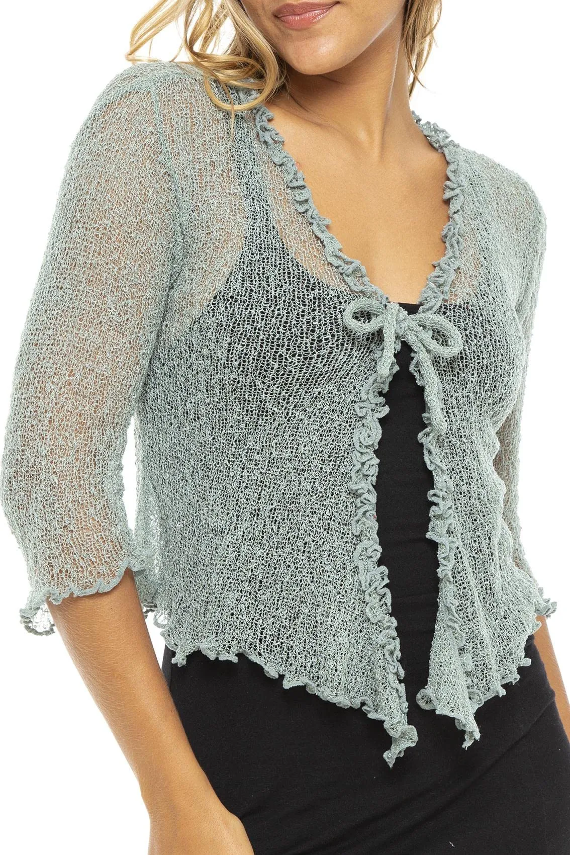 Lightweight Sheer Ruffle Shrug Cardigan