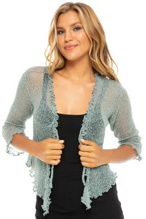 Lightweight Sheer Ruffle Shrug Cardigan