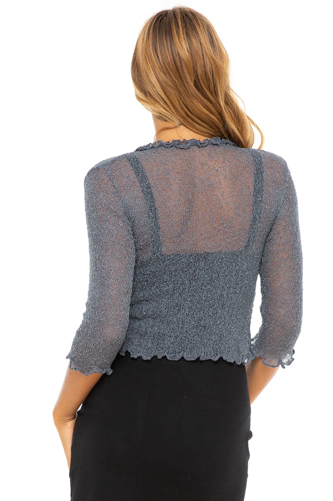 Lightweight Sheer Ruffle Shrug Cardigan