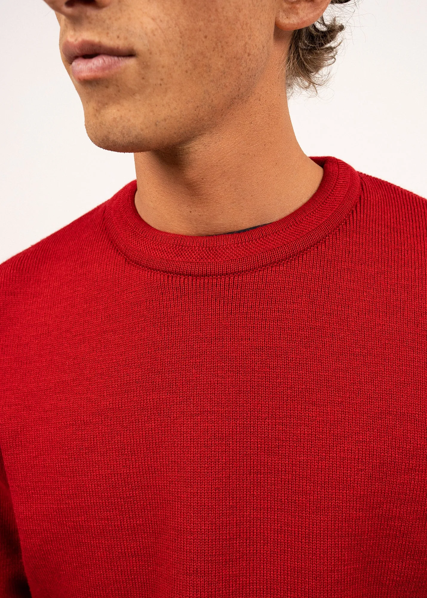 Locronan round neck jumper - in pure new wool (MEDOC)