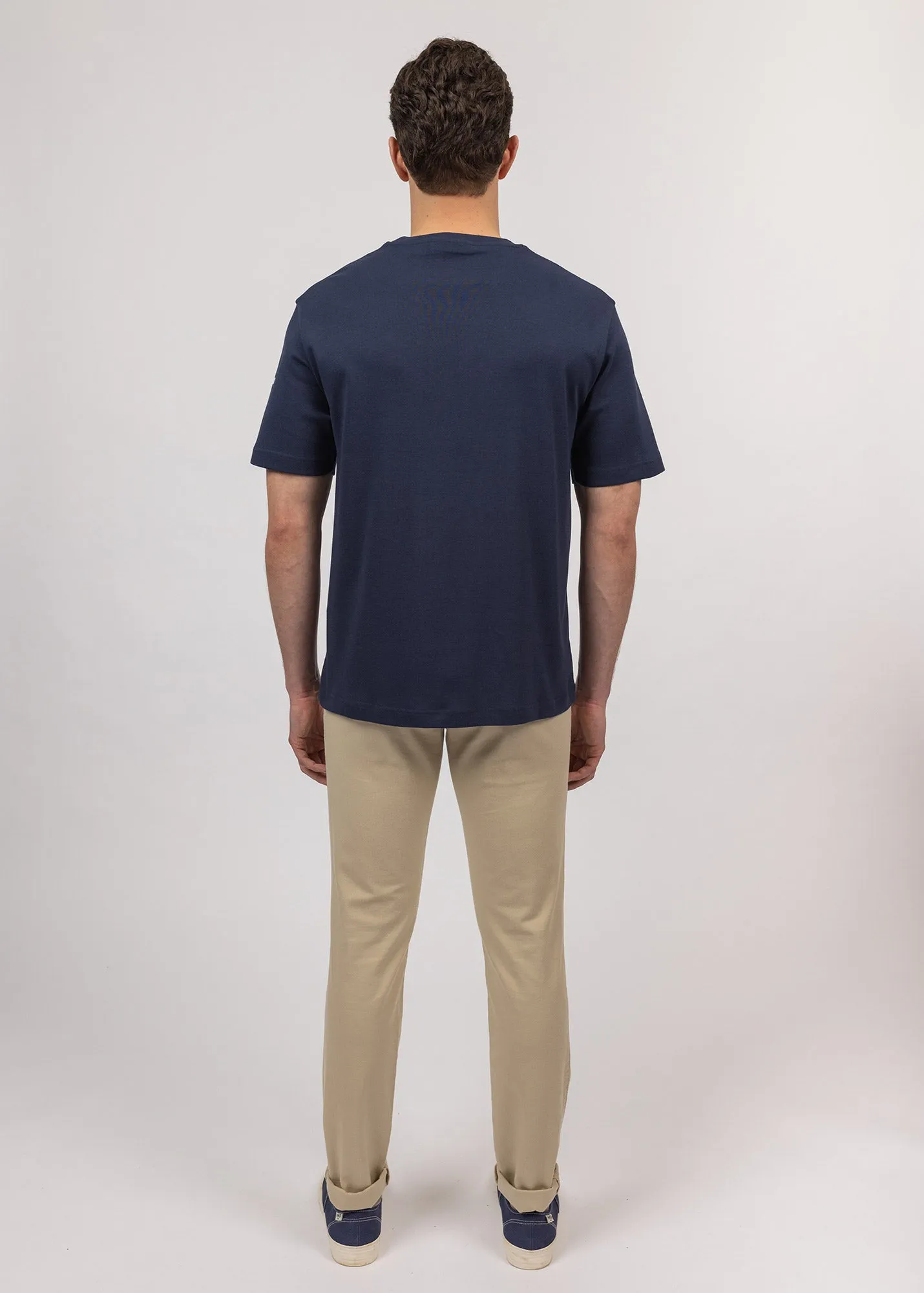 Lumio short sleeves t-shirt - round neck, in cotton (MARINE)