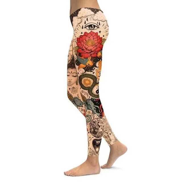 Mandala Printed High Waist Yoga Pants